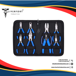 LIVER FORT 8 PC Juego de herramientas de alicates para hacer joyas profesionales Juego de alicates para micro joyería Juego de acero inoxidable negro Precio de fábrica - Product Image 4