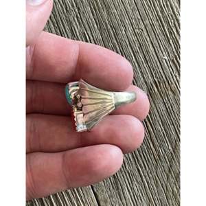 Alvery Smith Men's <b>Statement</b> <b>Ring</b> Turquoise & Coral Bezel Set Size 10.5 Everyday Wear Sterling <b>Silver</b> Gemstone <b>Ring</b> - Product Image 4
