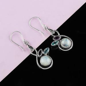 ต่างหูแบบห้อย925สีเงินสเตอร์ลิงสีทองประดับพลอยบุษราคัมสำหรับงานเลี้ยงงานแต่งงานของผู้หญิง - Product Image 2