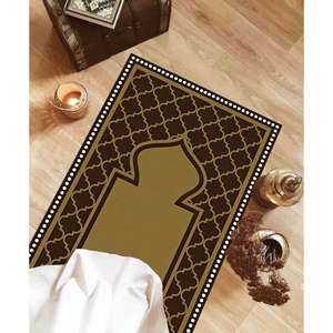 Alfombra de Oración Musulmana Marrón: Alfombra Religiosa Lavable a Máquina, Alfombra Estampada, Alfombra Suave con Pelo Corto - Product Image 1