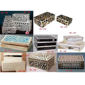 กล่องเครื่องประดับทำจากไม้ที่มีลวดลายฝังกระดูกเป็นของขวัญสำหรับงานแต่งสำหรับเก็บสร้อยคอ - Product Image 5