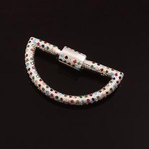 925 <b>Sterling</b> <b>Silver</b> D shape Carabiner Lock Multi-Color CZ Charms with Claw Setting <b>for</b> Women & <b>Men</b> Unisex - Product Image 3