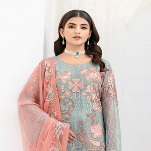 Collection de mousseline de soie de luxe broderie lourde Ramsha Vol C-6 vente entière robe de mariée pakistanaise Lehnga Choli Salwar Kameez indien - Product Image 3