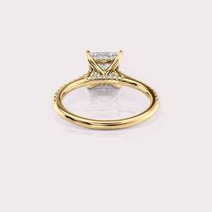 Anillo de Compromiso con Diamante Cultivado en Laboratorio, Corte Princesa, Certificado por IGI, Oro Blanco/Rosa y Amarillo de 9K, Anillo de Novia con Diamantes Pavé - Product Image 2