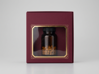 Boîte personnalisée de luxe en papier gaufré avec fenêtre et dorure à chaud pour compléments alimentaires, capsules de vitamines, emballage bien-être pour les fêtes