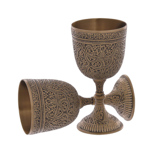 Antique Engraved Metal Goblet Set | Vintage Brass Finish Decorative Chalice <b>Cup</b> <b>for</b> Home Decor Tableware Gift Collectible Craft - Product Image 4
