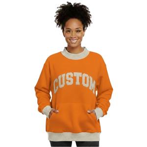 Sudadera de cuello alto de punto de manga larga para mujer, estilo oversize, de tejido polar grueso para invierno, tacto suave y acogedor, estilo urbano, comodidad relajada - Product Image 1