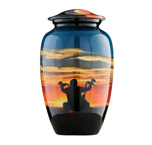 Urna Funeraria de Metal Grabada para Cenizas Humanas de Adultos, Hermosa Urna de Latón/Aluminio para Cremación - Product Image 3