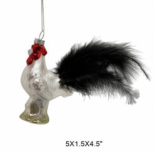 Ornements de Noël en verre coloré faits à la main, collection d'oiseaux décoratifs (perroquet, colibri) - Product Image 1