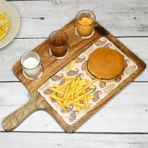 Plateau de service en bois de manguier fait à la main avec motif Paisley et ensemble de sous-verres plateau d'apéritif en bois décoratif fêtes décor à la maison - Product Image 2