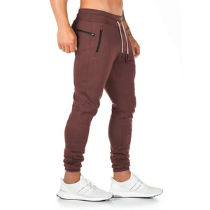 Pantalones de atleta de alta calidad con bolsillos cruzados, pantalones ajustados para correr, pantalones de chándal personalizados de algodón grueso para hombres - Product Image 1
