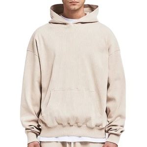 Épaules tombantes personnalisées pour hommes 100% coton de haute qualité pull à capuche en éponge lourde surdimensionné hiver teint uni - Product Image 6