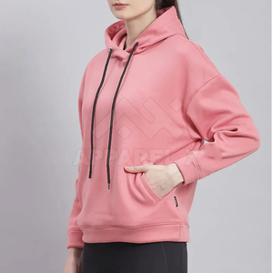 Sudadera con Capucha Extra Grande Rosa Premium para Mujer de Xafa Weavings, Sudadera Personalizada de Felpa Gruesa para Invierno, Estilo Urbano, Poliéster/Algodón - Product Image 3