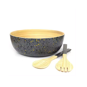 Bol de service en bambou filé écologique de belle conception assiette incrustée de coquille d'oeuf de style américain ustensiles de cuisine en gros du Vietnam - Product Image 3