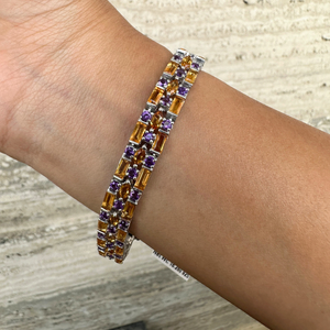 Juego de pulsera de tenis de eslabones de cadena fina de Plata de Ley 925 con estilo del fabricante para regalos de boda de amatista citrina Natural - Product Image 2