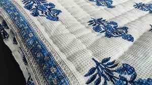 Indian Handmade Floral Cotton <b>Waffle</b> Quilt Bed Cover - Product Image 4