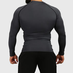 Haut de gymnastique à séchage rapide pour la course à pied pour hommes, chemise de compression, manches longues, motif imprimé, tissu tricoté - Product Image 2