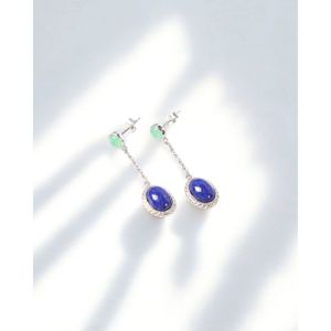 Boucles d'oreilles en cristal de lapis-lazuli et de chrysoprase - Product Image 1