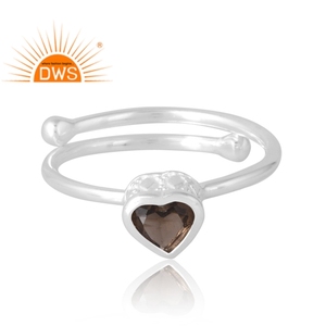 Dernière vente Bague en argent sterling 925 avec pierres précieuses fumées naturelles Fabricant de bijoux personnalisés - Product Image 3