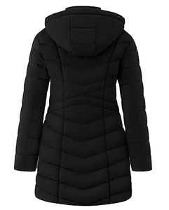 Manteau d'hiver long à capuche pour femme, veste matelassée chaude - Product Image 1