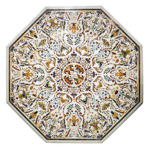 งานฝังหินมีค่ากึ่งซับซ้อนมากรูปแปดเหลี่ยม,โต๊ะแฮนด์เมดฝีมือดีสำหรับใช้ในบ้านรับประทานอาหารสไตล์อินเดีย - Product Image 1