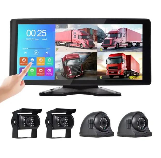 Dvr 4ch kamera Lens 10.36 inç dikiz monitör taksi kamyon lojistik için 1080p sürücü Video kaydedici Dash kamera