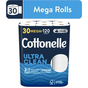 Papier toilette Cottonelle Ultra CleanCare Strong Bamboo, 12 méga-rouleaux, format jumbo, fabriqué à partir de pâte de coton et de bambou - Product Image 3