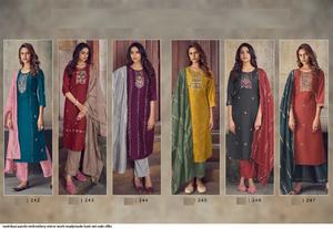 Nouveau beau menton-non avec travail intérieur et miroir et travail lourd avec lacets sur Chanderi Dupatta Kurtis - Product Image 5