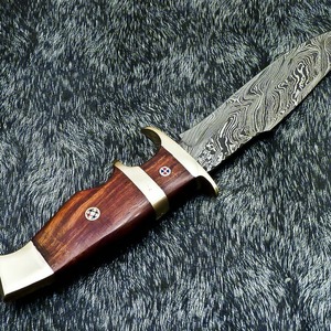Cuchillo Bowie para exteriores de alta calidad, mango de palisandro, hoja fija, supervivencia de caza EDC, incluye cubierta de protección gratuita, OEM personalizado - Product Image 6