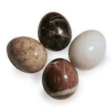 Œufs en marbre onyx massif poli, œuf en onyx blanc, œuf en pierre de marbre onyx rayé vintage - Product Image 3