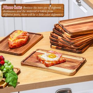 Plateau de service rectangulaire en bois, cadeaux d'affaires écologiques de luxe, assiettes à dîner, vaisselle facile à nettoyer, vente en gros - Product Image 4