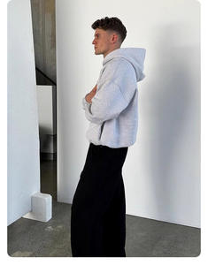 Ropa de calle estilo venta al por mayor personalizada 360 Gsm mezclas de algodón en blanco sin cuerdas boxy sudaderas con capucha hombres sudaderas con capucha de gran tamaño - Product Image 6