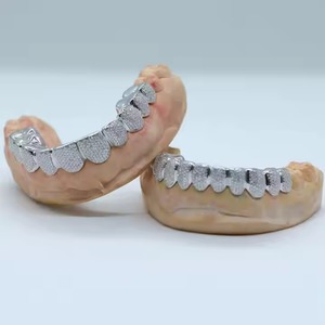 8 Teeth Iced Out Grillz Top Bottom Moissanite Diamond Gold <b>Silver</b> Customize Color Teeth Grillz for Men Women Jewelry for Gift - Product Image 5