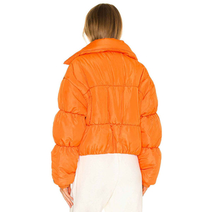 Women's Zipper-Up Cropped Style Quilted Puffer <b>Jacket</b> <b>with</b> Breathable Nylon <b>Lining</b> Waterproof & Windproof Winter Trendy Design - Product Image 6