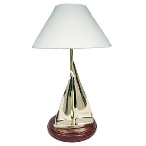 Laiton bateau nautique Yacht lampe Base en bois blanc tissu abat-jour haut lampe de chevet décoratif en gros lampes nautiques décor de chambre - Product Image 1