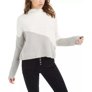 Maglione Bianco Casual Stile Coreano Planet Gold Junior con Blocchi di Colore Diagonali, Traspirante e alla Moda, Taglia Grande per l'Autunno - Product Image 1