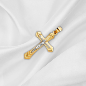 9kt 10kt moda dos tonos plateados Cruz cristiana religiosa colgante hombres mujeres niños hecho Metal cobre diamante aleación principal - Product Image 5