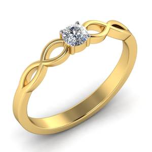 Igi GIA แหวนคลื่นเพชร CT CVD 0.20 18kt แหวนเพชรเม็ดกลมสีทอง - Product Image 3