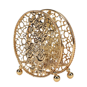 แท่นวางทิชชู่ทองเหลืองสำหรับงานหัตถกรรมทรงกลมดีไซน์แบบราชวงศ์สำหรับตกแต่งโต๊ะ - Product Image 1