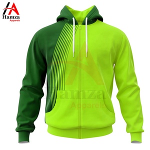 Élégant vert jaune sweats à capuche Design zippé Premium Polyester 300 GSM tissu confortable coupe décontractée col à capuche - Product Image 4