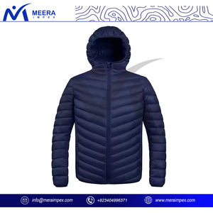 Chaqueta acolchada para hombre, a prueba de viento, resistente al agua con diseño de capucha, acolchado y dobladillo ajustable para clima frío - Product Image 2