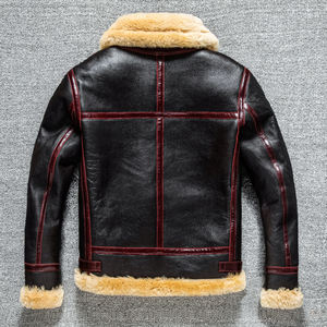 Chaqueta de Cuero Marrón para Hombre 2026, Chaqueta de Aviador Cálida para Invierno con Forro de Piel y Cierre de Cremallera Frontal y Diseño Personalizado - Product Image 2