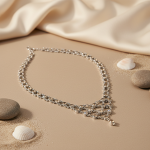 Collar de Plata con Piedras de Luna y Cuentas de Moda para Mujer - Product Image 3