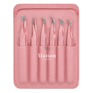 Kit de 6 pinces à cils pour extensions de cils, volume, isolation, courbées, type L, précision professionnelle, outil de salon - Product Image 6
