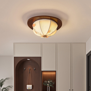 Contemporary Pendant Fan Light LED Switch Control 3500K Warm White Acrylic Cover Wood Base <b>Suspended</b> Design Living Room 3-Year - Product Image 1