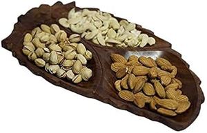 Bandeja de fruta seca de 3 secciones de madera hecha a mano plato de aperitivos elegante para servir decoración de cocina casera y regalo al por mayor - Product Image 3