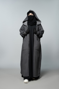 Sudadera con capucha con cremallera metálica Precios al por mayor Abaya modesto más vendido para mujeres musulmanas Otoño Invierno Lana Melocotón Longitud del piso - Product Image 3