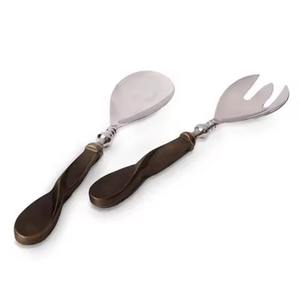Silver Polished Hammered Design Handle Western Stainless Steel <b>Spoon</b> Set Soup Salad <b>Serving</b> <b>Spoon</b> Server Set - Product Image 2