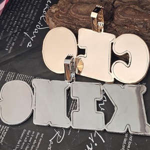 New Arrival Baguette VVS Moissanite Diamond <b>Gold</b> Plated 925 Silver Italic Letter Pendant <b>Necklace</b> Cuban Chain For <b>Men</b> Fashion - Product Image 2