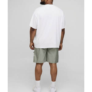 Gran oferta de pantalones cortos Cargo de verano para hombre 100% algodón patrón sólido Multi-Bolsillo cintura media Casual estilo al aire libre teñido liso - Product Image 2